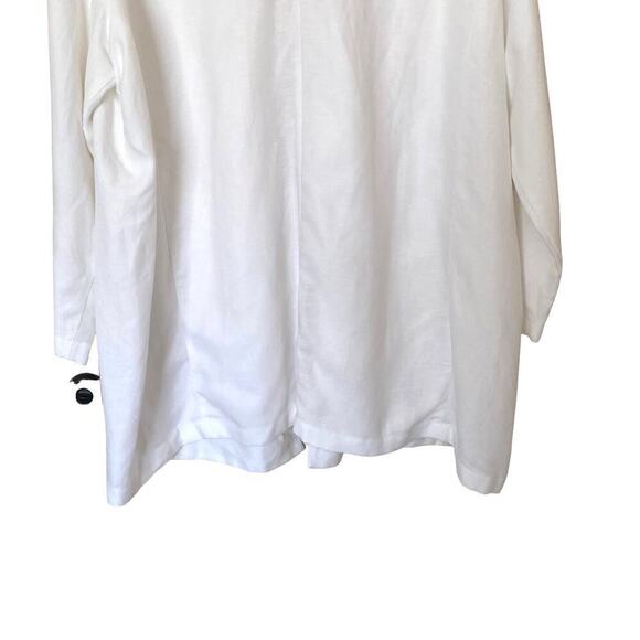 EILEEN FISHER Lyocell Linen Notch Collar Open-Front Blazer in White, Size 3X - Picture 10 of 12